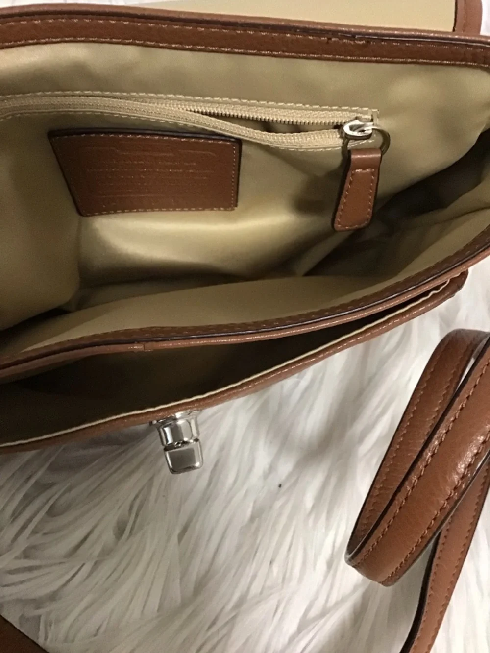 COACH Leather Flap Crossbody Bag Brown Pebble Leather Silver Hardware EUC